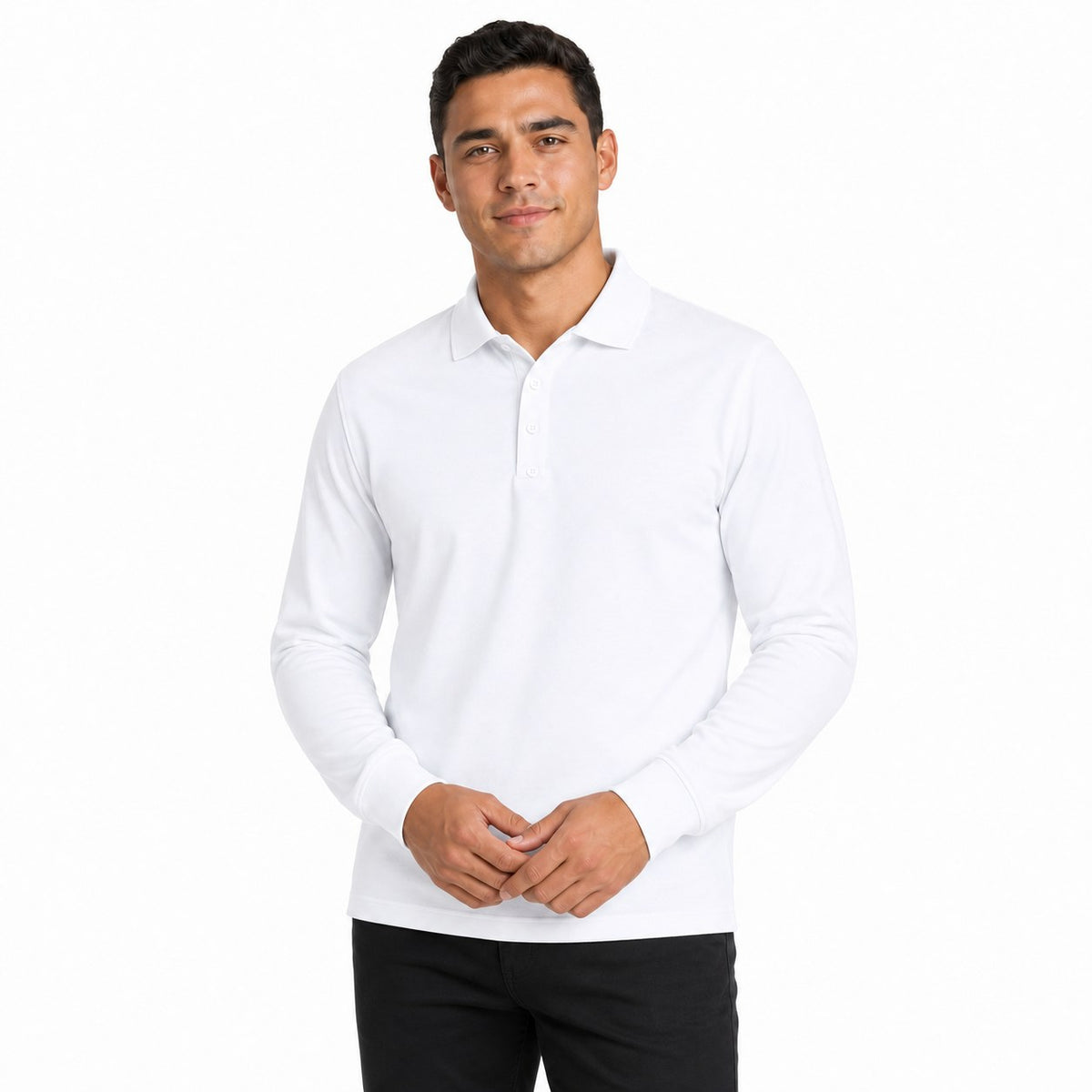Camisa Polo De Manga Larga Para Hombre